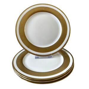 Yedi Metallic Gold Tone Salad Plates 8in Set of 4 Ceramic Holiday Glam